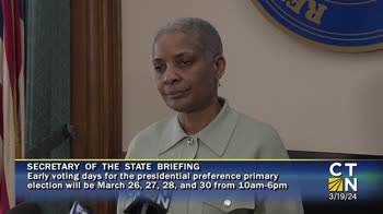 Click to Launch Capitol News Briefing with the Secretary of the State on Early Voting for Connecticut's 2024 Presidential Preference Primary Election